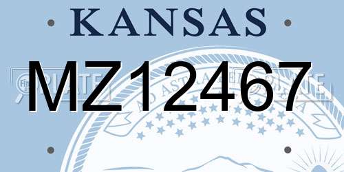 MZ12467 Kansas License Plate
