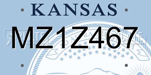 MZ1Z467 Kansas License Plate