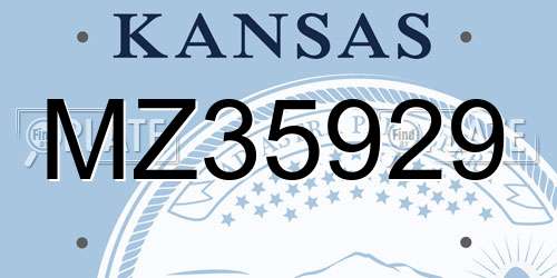 MZ35929 Kansas License Plate