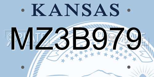 MZ3B979 Kansas License Plate