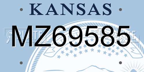 MZ69585 Kansas License Plate
