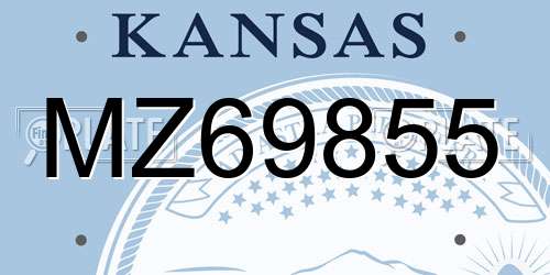 MZ69855 Kansas License Plate