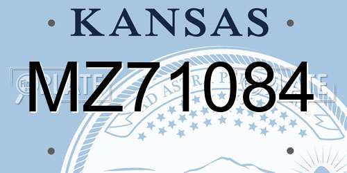 MZ71084 Kansas License Plate