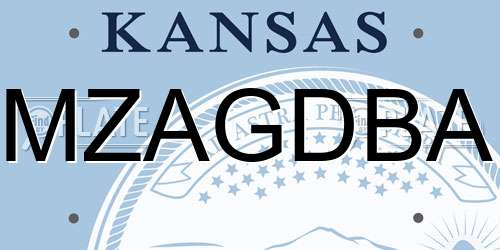 MZAGDBA Kansas License Plate