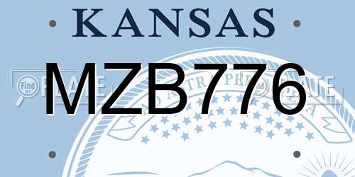 MZB776 Kansas License Plate