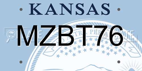 MZBT76 Kansas License Plate