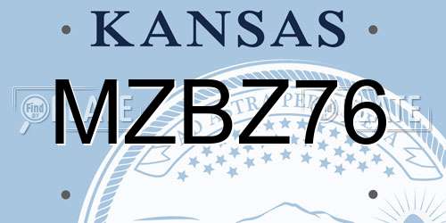 MZBZ76 Kansas License Plate