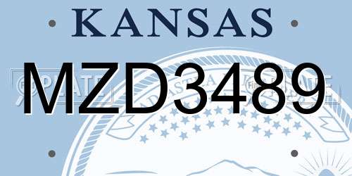 MZD3489 Kansas License Plate