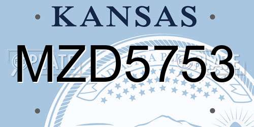 MZD5753 Kansas License Plate