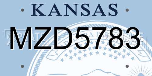 MZD5783 Kansas License Plate