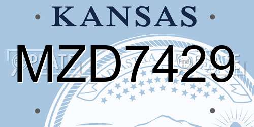 MZD7429 Kansas License Plate