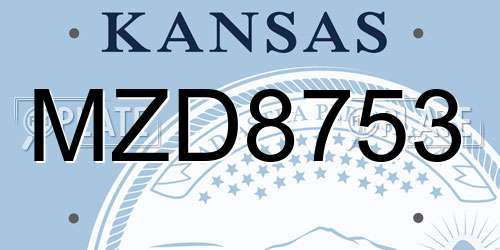 MZD8753 Kansas License Plate