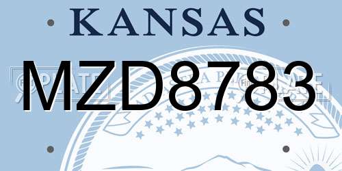 MZD8783 Kansas License Plate