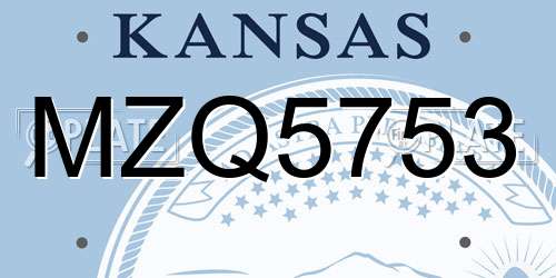 MZQ5753 Kansas License Plate