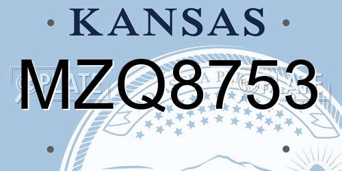 MZQ8753 Kansas License Plate