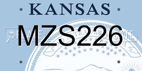 MZS226 Kansas License Plate
