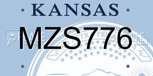 MZS776 Kansas License Plate