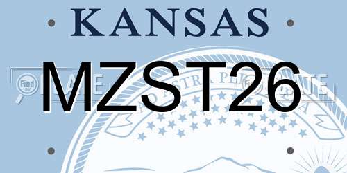 MZST26 Kansas License Plate