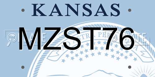 MZST76 Kansas License Plate