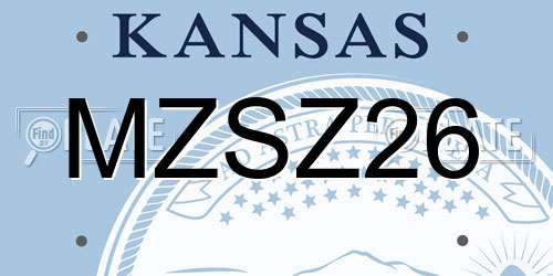 MZSZ26 Kansas License Plate