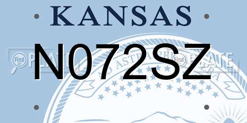 N072SZ Kansas License Plate