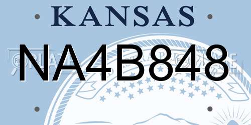 NA4B848 Kansas License Plate