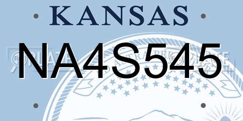 NA4S545 Kansas License Plate