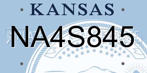 NA4S845 Kansas License Plate