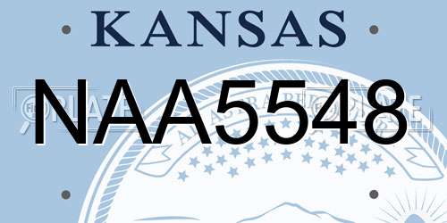 NAA5548 Kansas License Plate