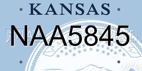 NAA5845 Kansas License Plate