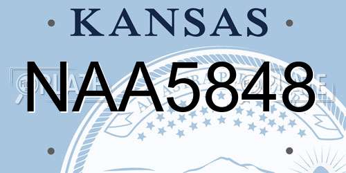 NAA5848 Kansas License Plate