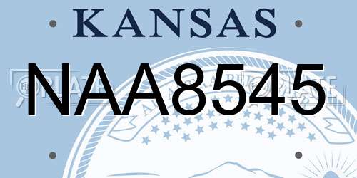 NAA8545 Kansas License Plate