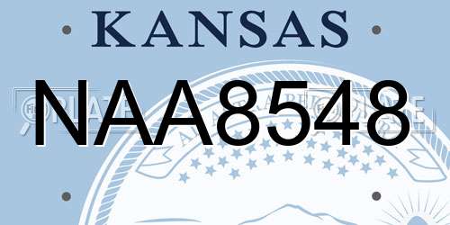 NAA8548 Kansas License Plate