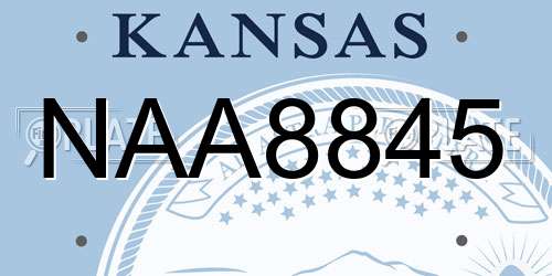 NAA8845 Kansas License Plate