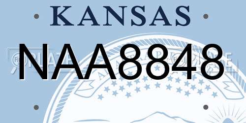 NAA8848 Kansas License Plate