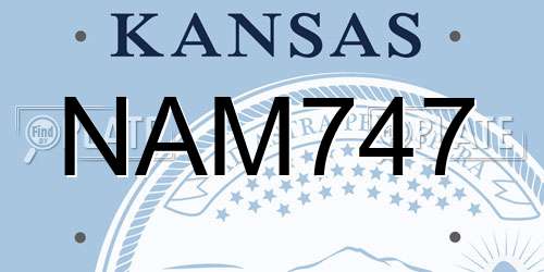 NAM747 Kansas License Plate