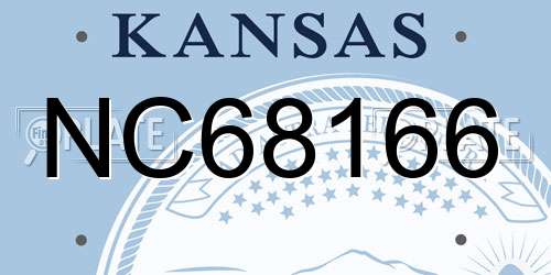 NC68166 Kansas License Plate