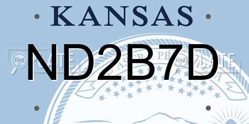 ND2B7D Kansas License Plate