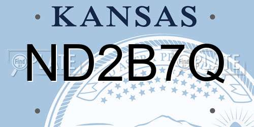 ND2B7Q Kansas License Plate
