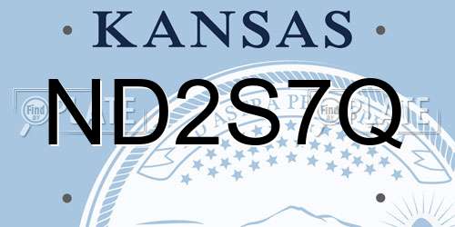 ND2S7Q Kansas License Plate