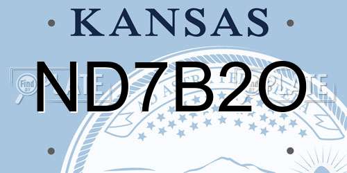 ND7B2O Kansas License Plate