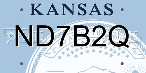 ND7B2Q Kansas License Plate