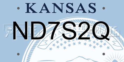 ND7S2Q Kansas License Plate