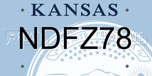 NDFZ78 Kansas License Plate