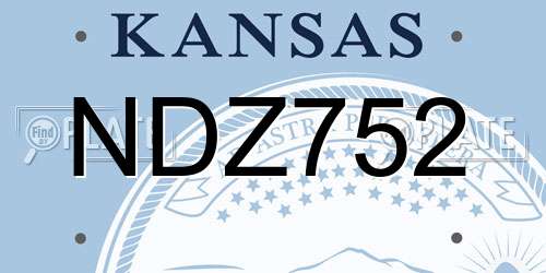 NDZ752 Kansas License Plate