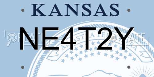 NE4T2Y Kansas License Plate