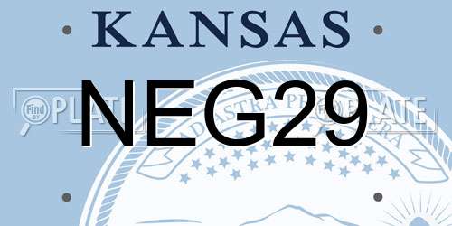 NEG29 Kansas License Plate
