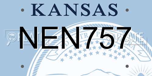 NEN757 Kansas License Plate