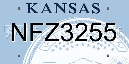 NFZ3255 Kansas License Plate