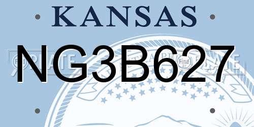 NG3B627 Kansas License Plate
